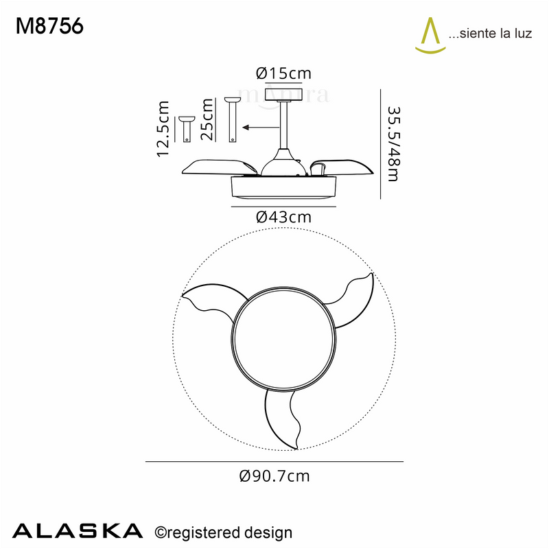 Load image into Gallery viewer, Mantra M8756 Alaska Mini 45W LED Dimmable Ceiling Light With Built-In 25W DC Fan, 2700-5000K Remote Control, 2500lm, Wood -
