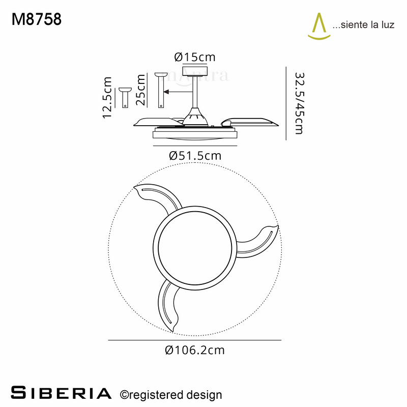 Load image into Gallery viewer, Mantra M8758 Siberia 50W LED Dimmable White/RGB Ceiling Light With Built-In 30W DC Fan, 3000-6500K Remote Control, 3200lm, White -
