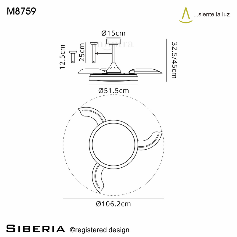Load image into Gallery viewer, Mantra M8759 Siberia 50W LED Dimmable White/RGB Ceiling Light With Built-In 30W DC Fan, 3000-6500K Remote Control, 3200lm, Black -
