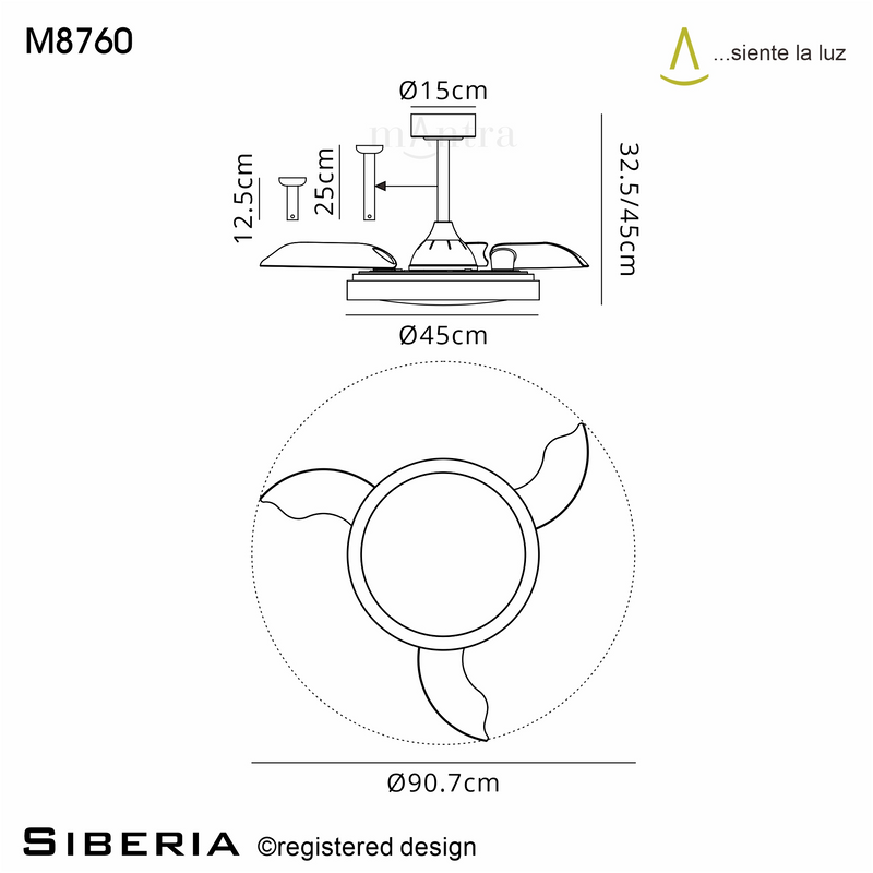 Load image into Gallery viewer, Mantra M8760 Siberia Mini 40W LED Dimmable White/RGB Ceiling Light With Built-In 28W DC Fan, 3000-6500K Remote Control, 2500lm, White -
