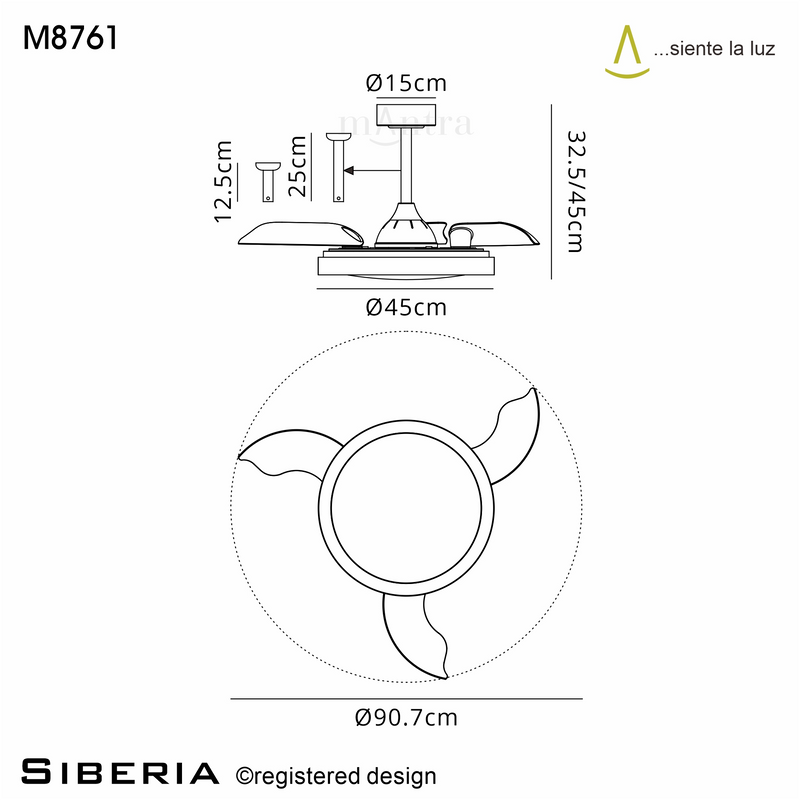 Load image into Gallery viewer, Mantra M8761 Siberia Mini 40W LED Dimmable White/RGB Ceiling Light With Built-In 28W DC Fan, 3000-6500K Remote Control, 2500lm, Black -
