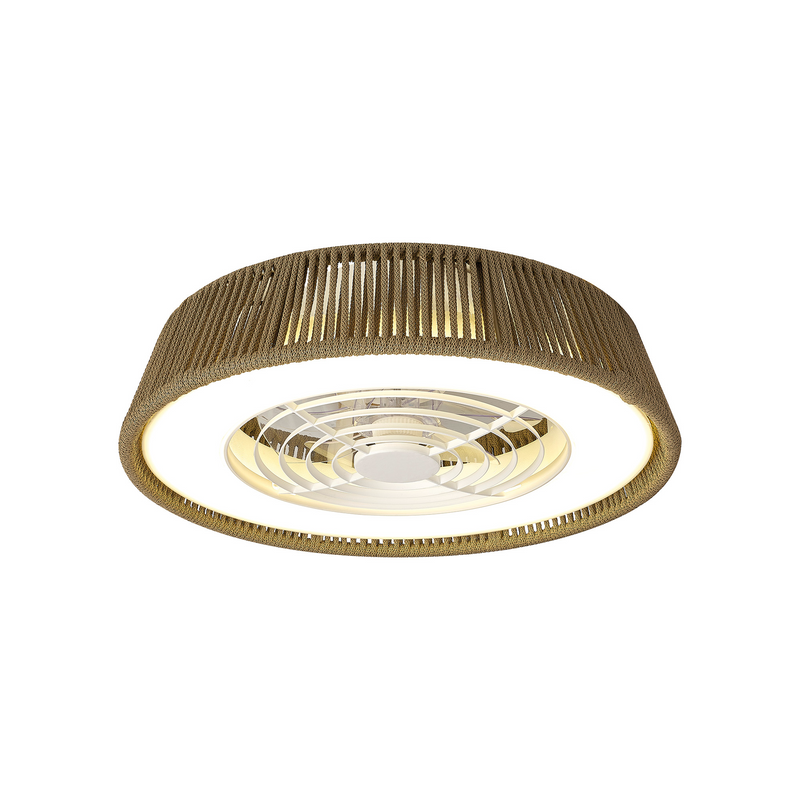 Load image into Gallery viewer, Mantra M8228 Polinesia Nautica Mini 55W LED Dimmable Ceiling Light With Built-In 25W DC Reversible Fan, Beige Oscu, 3800lm -
