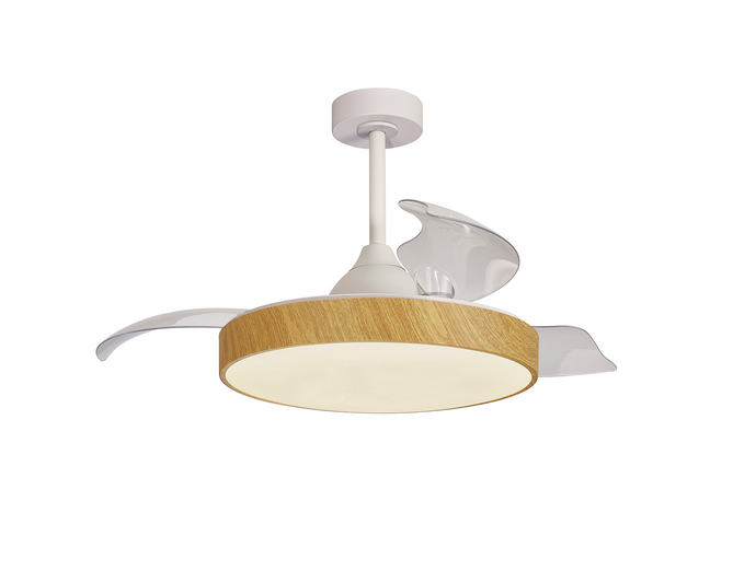 Mantra M8753 Alaska 60W LED Dimmable Ceiling Light With Built-In 30W DC Fan, 2700-5000K Remote Control, 3300lm, Wood -