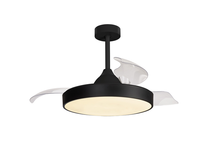 Mantra M8754 Alaska 60W LED Dimmable Ceiling Light With Built-In 30W DC Fan, 2700-5000K Remote Control, 3300lm, Black -