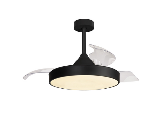Mantra M8754 Alaska 60W LED Dimmable Ceiling Light With Built-In 30W DC Fan, 2700-5000K Remote Control, 3300lm, Black -