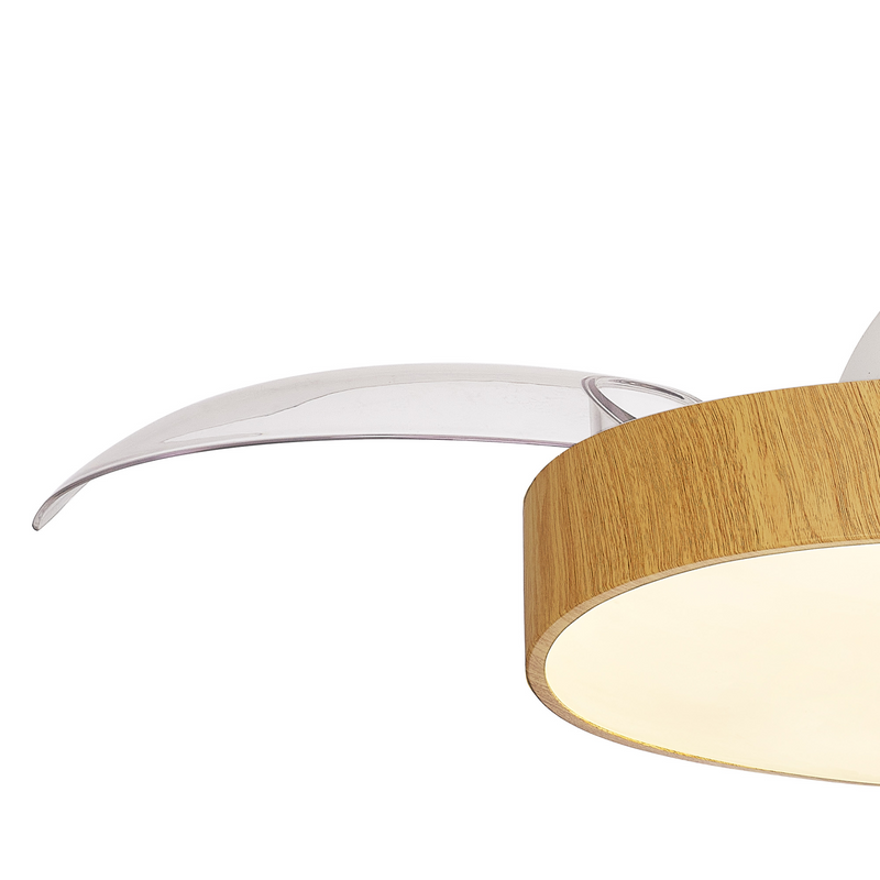 Load image into Gallery viewer, Mantra M8756 Alaska Mini 45W LED Dimmable Ceiling Light With Built-In 25W DC Fan, 2700-5000K Remote Control, 2500lm, Wood -
