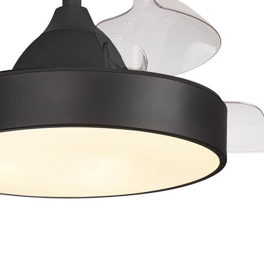 Mantra M8757 Alaska Mini 45W LED Dimmable Ceiling Light With Built-In 25W DC Fan, 2700-5000K Remote Control, 2500lm, Black -