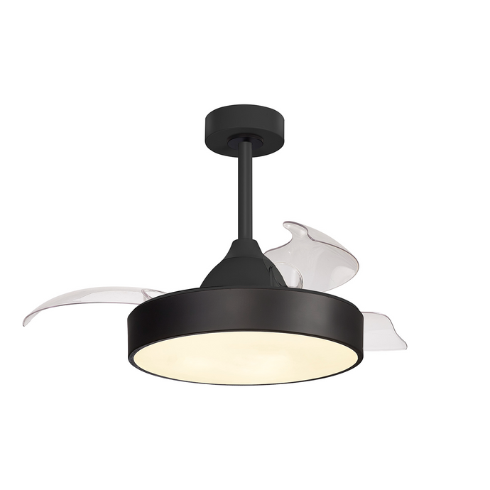 Mantra M8757 Alaska Mini 45W LED Dimmable Ceiling Light With Built-In 25W DC Fan, 2700-5000K Remote Control, 2500lm, Black -