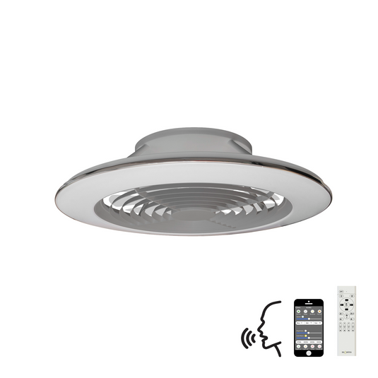 Mantra M7491 Alisio XL 95W LED Dimmable Ceiling Light With Built-In 58W DC Reversible Fan Silver (Remote Control & App & Alexa/Google Voice control) - 27147
