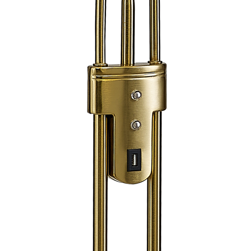 Load image into Gallery viewer, Deco D0826AGB Brazier 2 Light Floor Lamp With USB 2.1 mAh Socket, 20+5W LED, 3000K Touch Dimmer, 2300lm, Aged Brass, 3yrs Warranty - 53549

