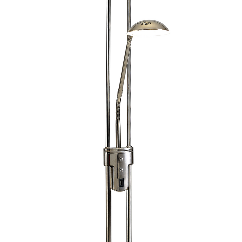 Load image into Gallery viewer, Deco D0826PN Brazier 2 Light Floor Lamp With USB 2.1 mAh Socket, 20+5W LED, 3000K Touch Dimmer, 2300lm, Polished Nickel, 3yrs Warranty - 53550
