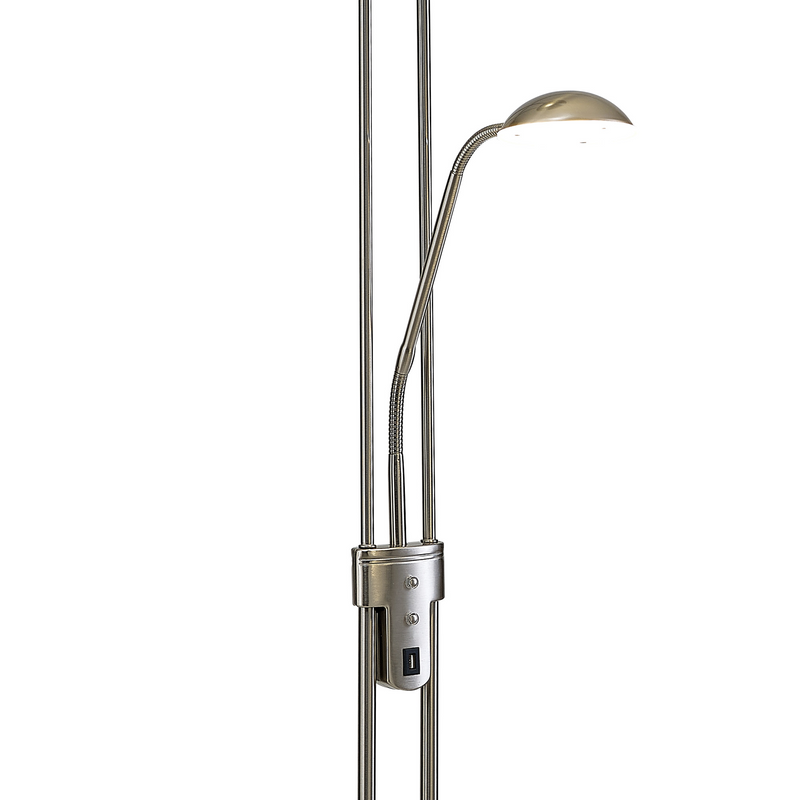 Load image into Gallery viewer, Deco D0826SN Brazier 2 Light Floor Lamp With USB 2.1 mAh Socket, 20+5W LED, 3000K Touch Dimmer, 2300lm, Satin Nickel, 3yrs Warranty - 57350
