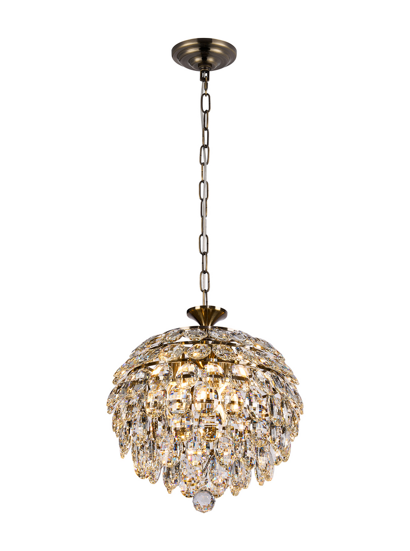 Load image into Gallery viewer, Diyas IL32803AB Coniston Pendant, 3 Light E14, Antique Brass/Crystal - 60696
