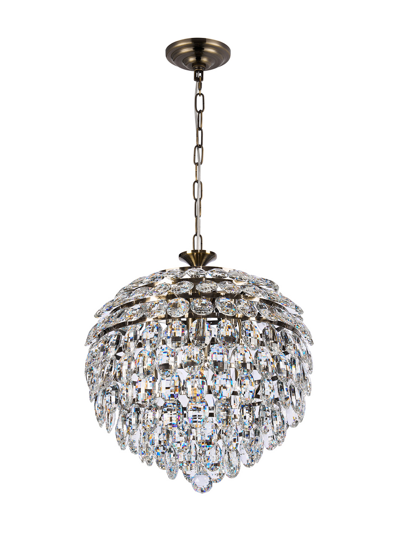 Load image into Gallery viewer, Diyas IL32804AB Coniston Pendant, 6 Light E14, Antique Brass/Crystal - 60949
