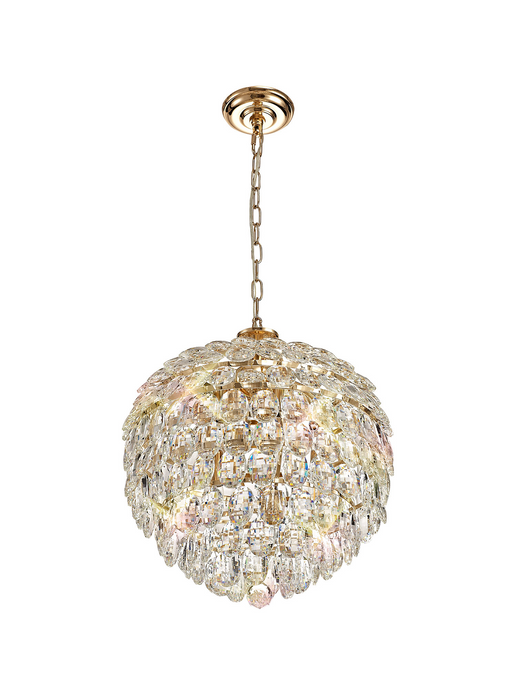 Diyas IL32804 Coniston Pendant, 6 Light E14, French Gold/Crystal