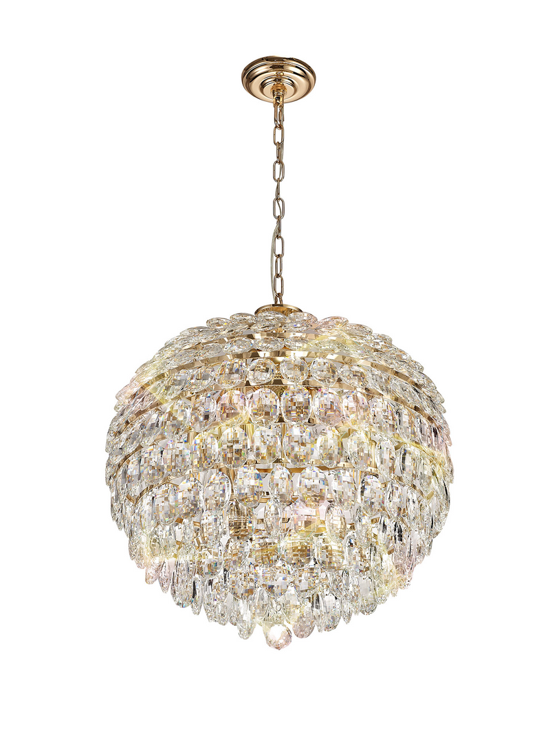 Load image into Gallery viewer, Diyas IL32805 Coniston Pendant, 9 Light E14, French Gold/Crystal
