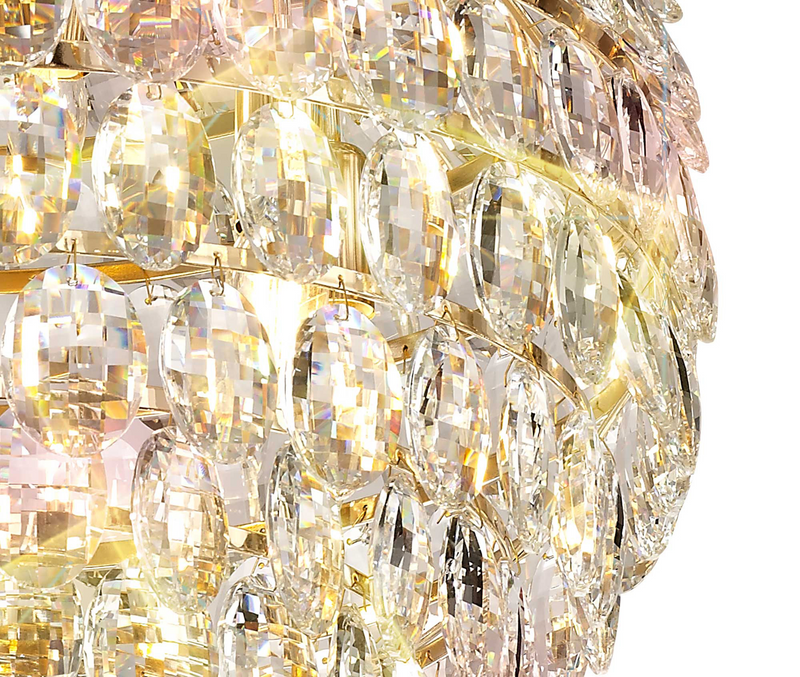 Load image into Gallery viewer, Diyas IL32805 Coniston Pendant, 9 Light E14, French Gold/Crystal
