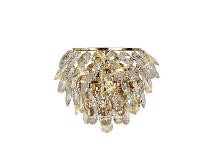 Diyas IL32807 Coniston Wall Lamp, 1 Light E14, French Gold/Crystal