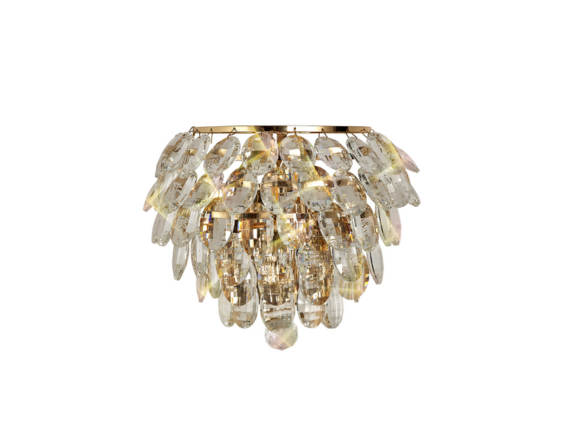 Load image into Gallery viewer, Diyas IL32807 Coniston Wall Lamp, 1 Light E14, French Gold/Crystal
