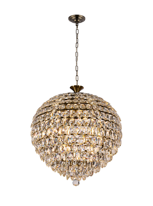 Diyas IL32810AB Coniston Pendant, 12 Light E14, Antique Brass/Crystal Item Weight: 29.2kg - 60956