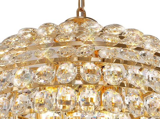 Diyas IL32810 Coniston Pendant, 12 Light E14, French Gold/Crystal