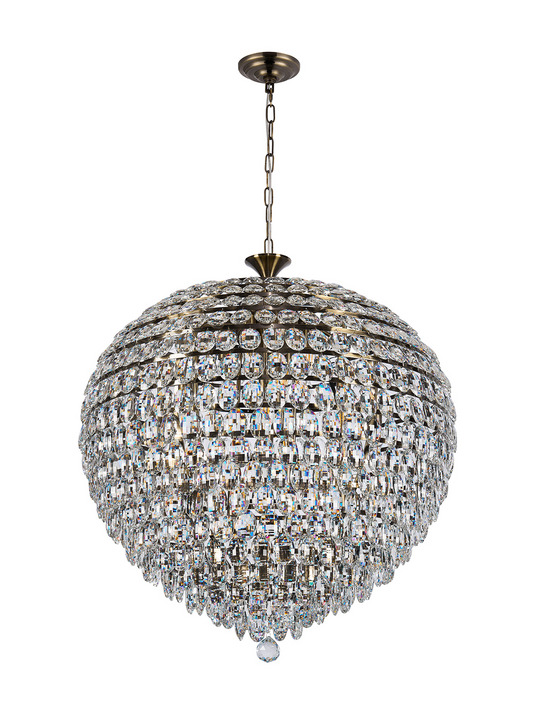 Diyas IL32811AB Coniston Pendant, 16 Light E14, Antique Brass/Crystal Item Weight: 46kg - 60960