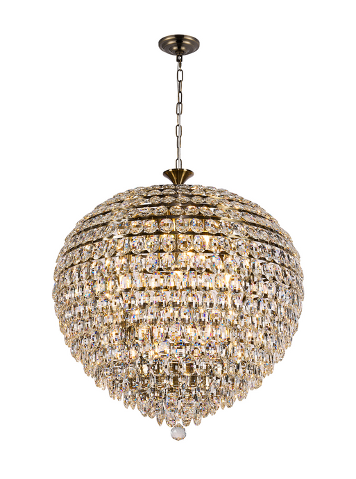 Diyas IL32811AB Coniston Pendant, 16 Light E14, Antique Brass/Crystal Item Weight: 46kg - 60960