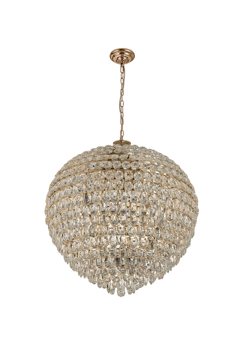 Diyas IL32811 Coniston Pendant, 16 Light E14, French Gold/Crystal