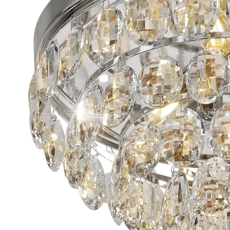 Load image into Gallery viewer, Diyas IL32812 Coniston Flush Ceiling, 3 Light E14, Polished Chrome/Crystal
