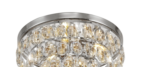 Diyas IL32812 Coniston Flush Ceiling, 3 Light E14, Polished Chrome/Crystal