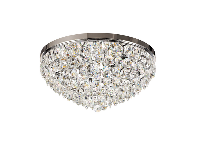 Diyas IL32813 Coniston Flush Ceiling, 6 Light E14, Polished Chrome/Crystal