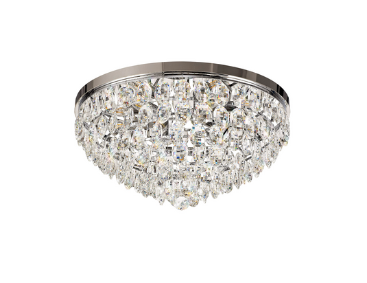 Diyas IL32813 Coniston Flush Ceiling, 6 Light E14, Polished Chrome/Crystal