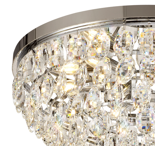 Diyas IL32813 Coniston Flush Ceiling, 6 Light E14, Polished Chrome/Crystal