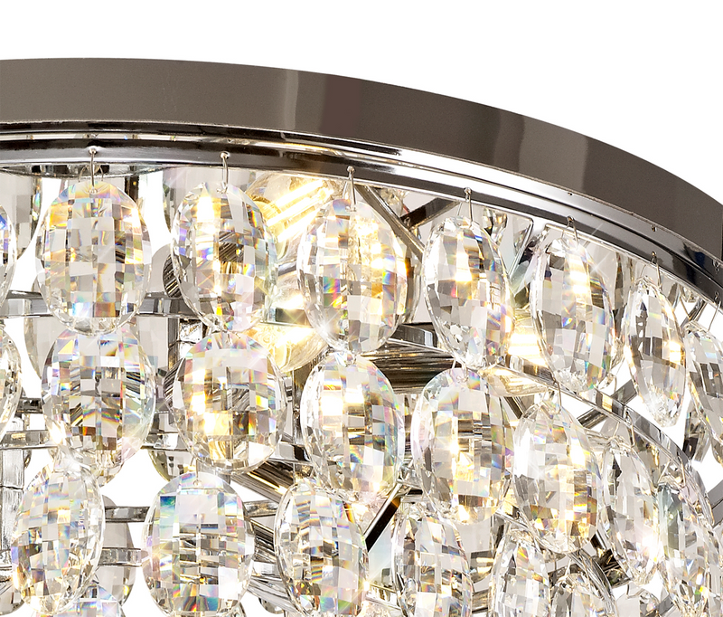 Load image into Gallery viewer, Diyas IL32813 Coniston Flush Ceiling, 6 Light E14, Polished Chrome/Crystal
