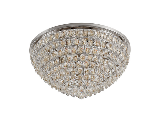 Diyas IL32814 Coniston Flush Ceiling, 12 Light E14, Polished Chrome/Crystal