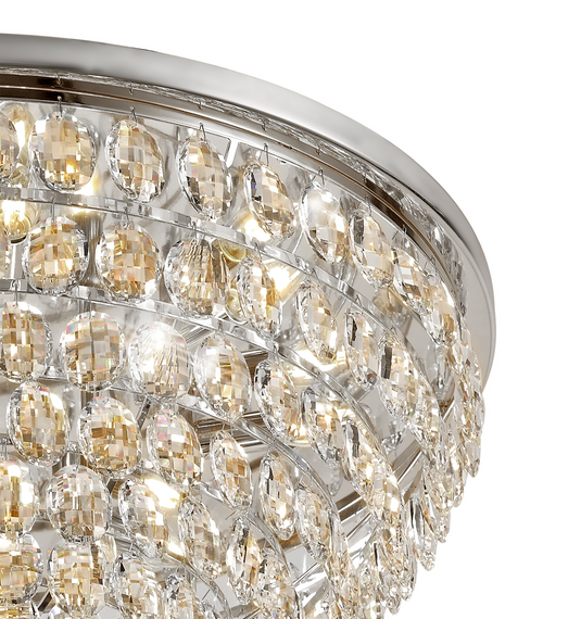 Diyas IL32814 Coniston Flush Ceiling, 12 Light E14, Polished Chrome/Crystal