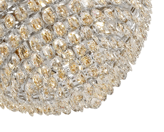 Diyas IL32814 Coniston Flush Ceiling, 12 Light E14, Polished Chrome/Crystal