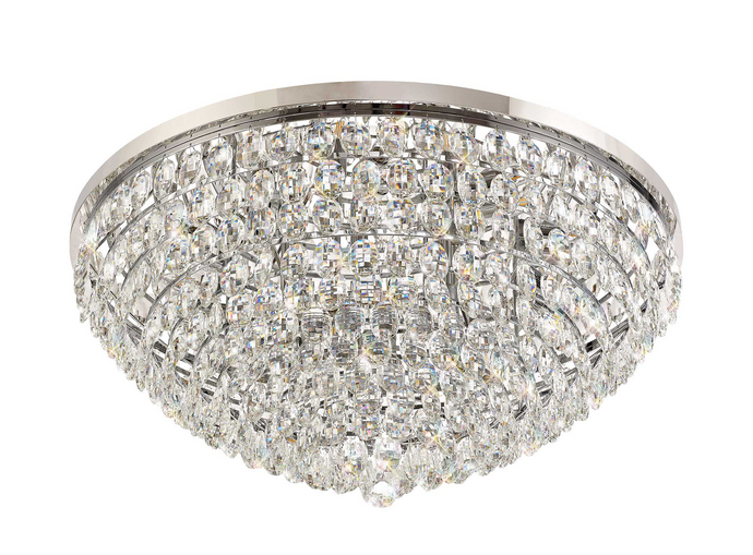 Diyas IL32815 Coniston Flush Ceiling, 15 Light E14, Polished Chrome/Crystal