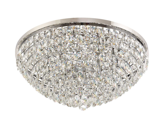 Diyas IL32815 Coniston Flush Ceiling, 15 Light E14, Polished Chrome/Crystal
