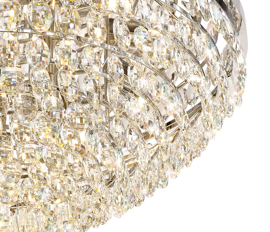 Diyas IL32815 Coniston Flush Ceiling, 15 Light E14, Polished Chrome/Crystal