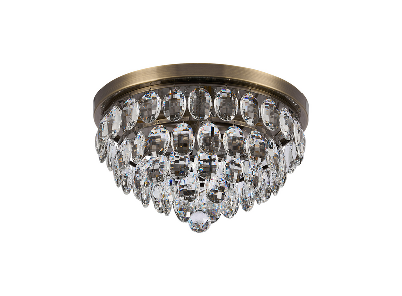 Load image into Gallery viewer, Diyas IL32816AB Coniston Flush Ceiling, 3 Light E14, Antique Brass/Crystal - 60947
