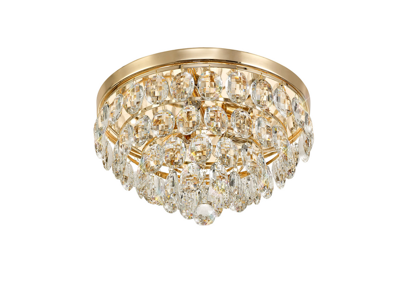 Load image into Gallery viewer, Diyas IL32816 Coniston Flush Ceiling, 3 Light E14, French Gold/Crystal
