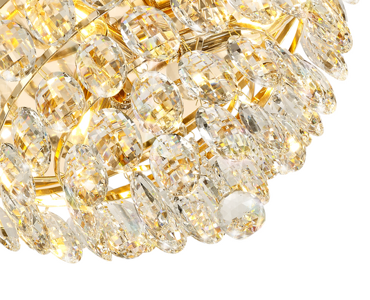 Diyas IL32816 Coniston Flush Ceiling, 3 Light E14, French Gold/Crystal