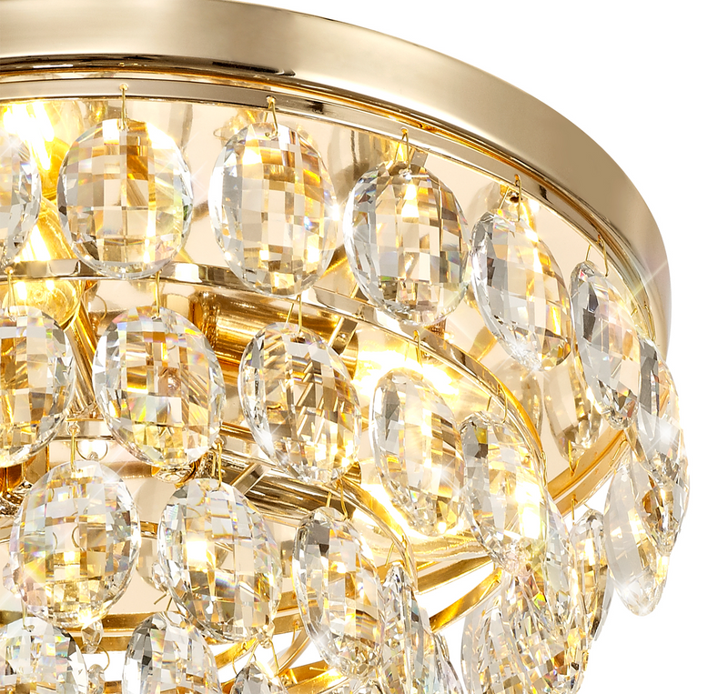 Load image into Gallery viewer, Diyas IL32816 Coniston Flush Ceiling, 3 Light E14, French Gold/Crystal
