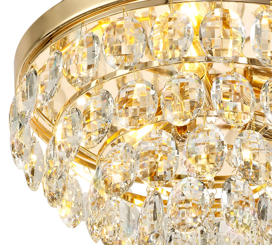 Diyas IL32816 Coniston Flush Ceiling, 3 Light E14, French Gold/Crystal