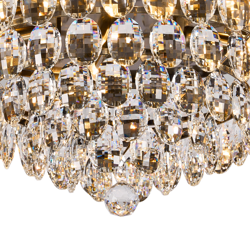 Load image into Gallery viewer, Diyas IL32817AB Coniston Flush Ceiling, 6 Light E14, Antique Brass/Crystal - 60950
