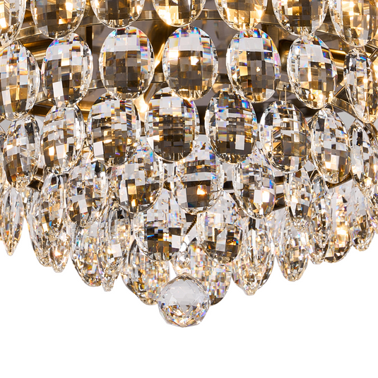 Diyas IL32817AB Coniston Flush Ceiling, 6 Light E14, Antique Brass/Crystal - 60950