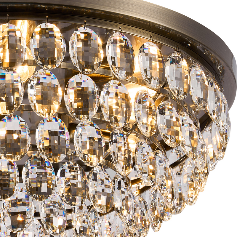 Load image into Gallery viewer, Diyas IL32817AB Coniston Flush Ceiling, 6 Light E14, Antique Brass/Crystal - 60950
