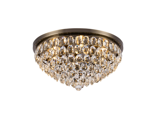 Diyas IL32817AB Coniston Flush Ceiling, 6 Light E14, Antique Brass/Crystal - 60950
