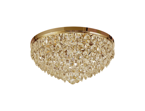 Diyas IL32817 Coniston Flush Ceiling, 6 Light E14, French Gold/Crystal